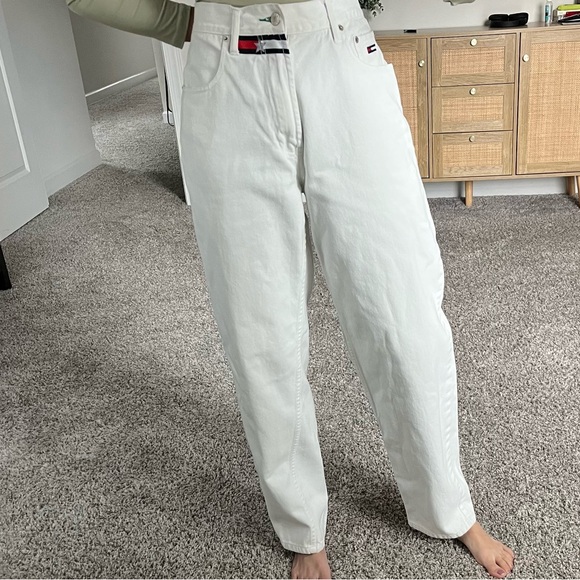 Tommy Hilfiger Vintage 30/32 White Denim Jean Embroidered Logo - Picture 13 of 13
